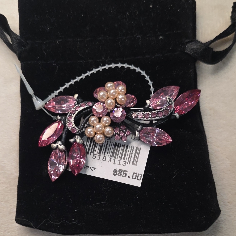 Pink and Pearl Brooch